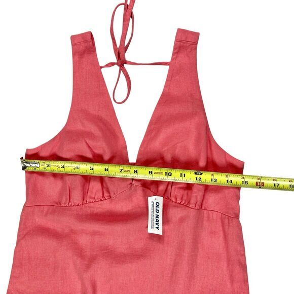 Old Navy Linen Maxi Dress Womens Sz S Pink Rose V-Neck Summer Beachy Coastal New - Picture 9 of 14